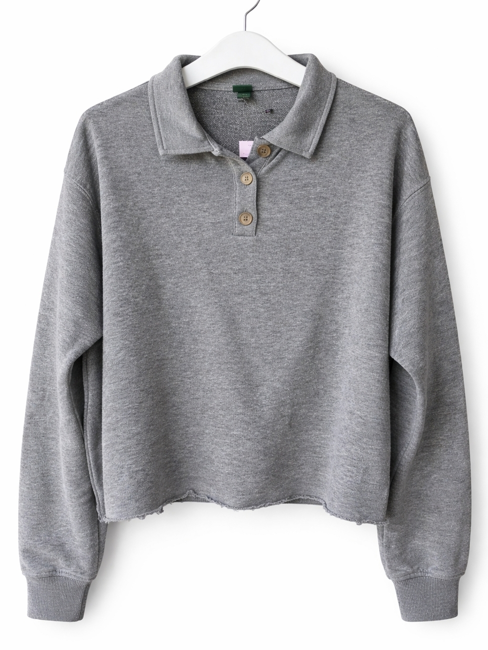 Wild Fable Women's Cropped Polo Shirt - Heather Gray